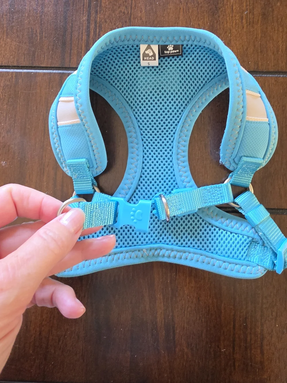 Top Paw Turquoise and White Padded Dog Harness with Bone Accent